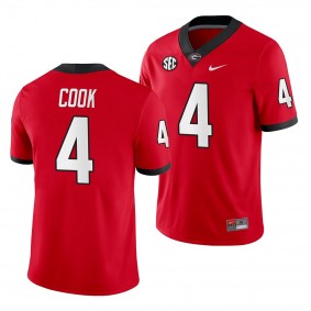 Georgia Bulldogs James Cook #4 Red Home Game Jersey - NCAA Football