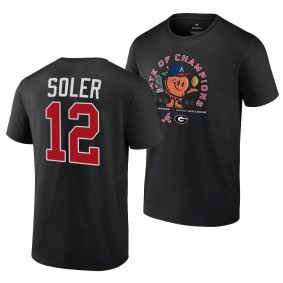 Georgia Bulldogs x Atlanta Braves Jorge Soler 2021 State of Champions 12 Black Peach T-Shirt