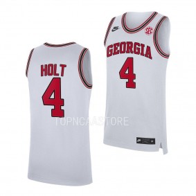 Jusaun Holt Georgia Bulldogs #4 White Home Basketball Jersey 2022-23 Replica