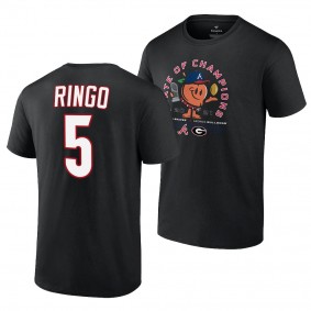 Georgia Bulldogs x Atlanta Braves Kelee Ringo 2021 State of Champions 5 Black Peach T-Shirt