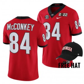 Georgia Bulldogs Ladd McConkey 2021 Orange Bowl Champions Red CFP Jersey Free Hat