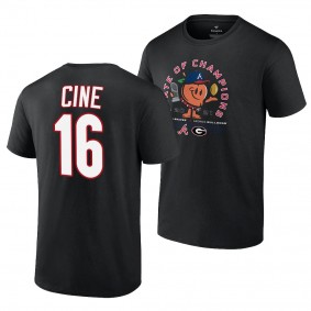 Georgia Bulldogs x Atlanta Braves Lewis Cine 2021 State of Champions 16 Black Peach T-Shirt