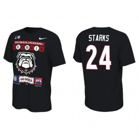 Malaki Starks Georgia Bulldogs Black College Football Playoff 2022 Peach Bowl Illustrated T-Shirt