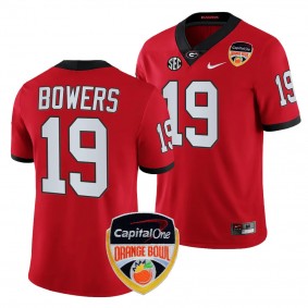 Men's Brock Bowers Georgia Bulldogs 2023 Orange Bowl Red #19 College Football Playoff Jersey