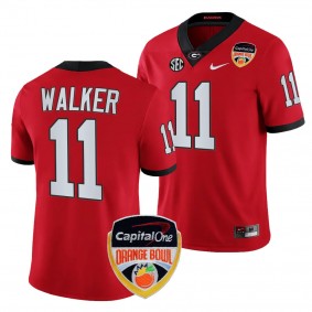 Men's Jalon Walker Georgia Bulldogs 2023 Orange Bowl Red #11 College Football Playoff Jersey