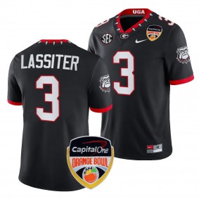 Georgia Bulldogs Kamari Lassiter 2023 Orange Bowl #3 Black College Football Playoff Jersey Men's