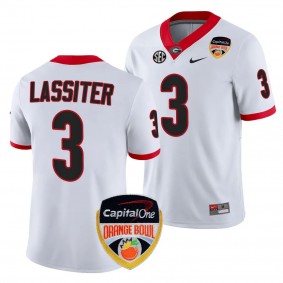 Kamari Lassiter 2023 Orange Bowl Georgia Bulldogs #3 Jersey White Men's College Football Playoff Shirt