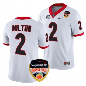 Kendall Milton 2023 Orange Bowl Georgia Bulldogs #2 Jersey White Men's College Football Playoff Shirt