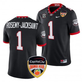 Georgia Bulldogs Marcus Rosemy-Jacksaint 2023 Orange Bowl #1 Black College Football Playoff Jersey Men's