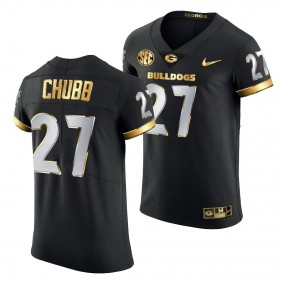 Georgia Bulldogs Nick Chubb #27 Black Golden Edition Authentic Jersey 2020-21