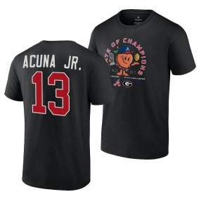 Georgia Bulldogs x Atlanta Braves Ronald Acuna Jr. 2021 State of Champions 13 Black Peach T-Shirt