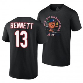 Georgia Bulldogs x Atlanta Braves Stetson Bennett 2021 State of Champions 13 Black Peach T-Shirt