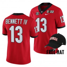 Georgia Bulldogs Stetson Bennett 2021 Orange Bowl Champions Red CFP Jersey Free Hat