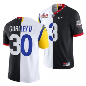 Todd Gurley II Dual Teams Split Georgia Bulldogs X LA Rams #3 Black White Jersey