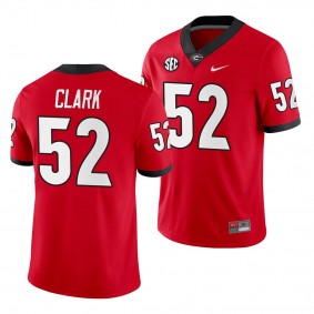 Georgia Bulldogs Tyler Clark #52 Red Home Game Jersey - NCAA Football