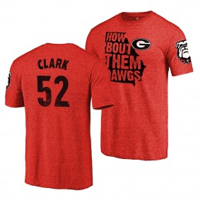 Georgia Bulldogs Tyler Clark #52 Men's Hometown Classic Tri-Blend T-Shirt - Red