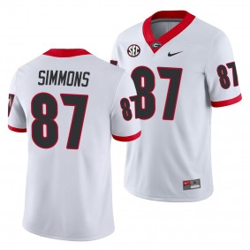 Georgia Bulldogs Tyler Simmons #87 White Away Game Jersey - NCAA Football